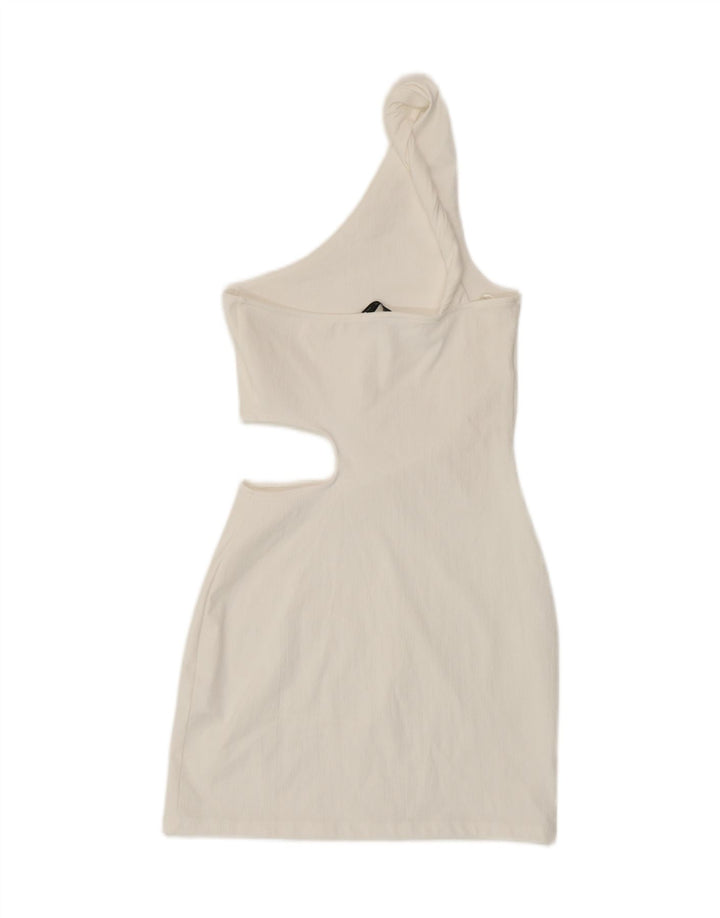 ZARA Womens One Shoulder Dress UK 12 Medium White Polyester Vintage Zara and Second-Hand Zara from Messina Hembry 