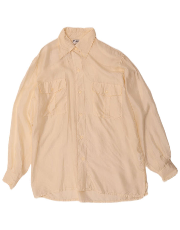 Vintage ženska košulja bluza UK 12 srednje bež svila