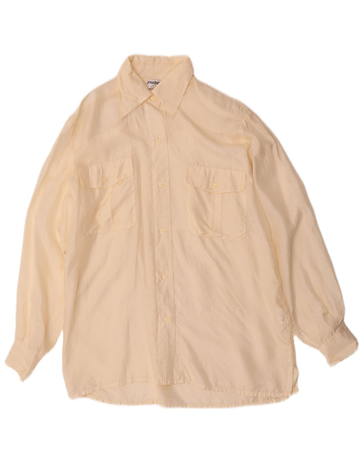 Vintage ženska košulja bluza UK 12 srednje bež svila