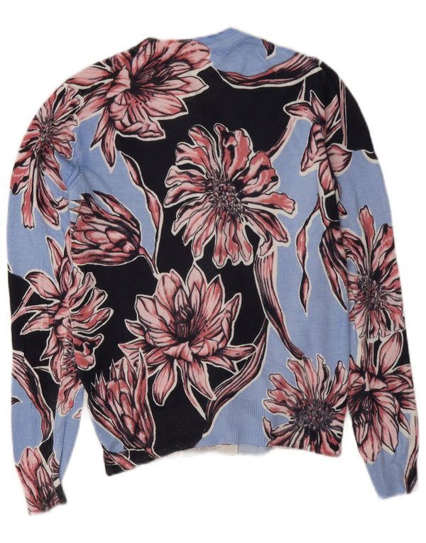 Marks & Spencer ženski kardigan pulover UK 8 Mala plava cvjetna viskoza