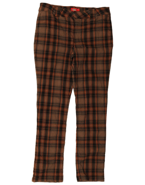 Dickies ženske uske chino hlače US 13 Large W34 L30 smeđi karirani rajon