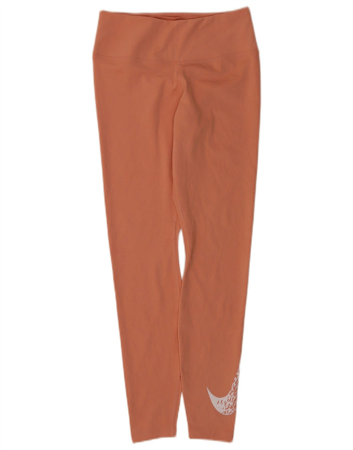 Nike Ženske Dri Fit Graphic Leggings UK 8 Male narančaste poliesterske