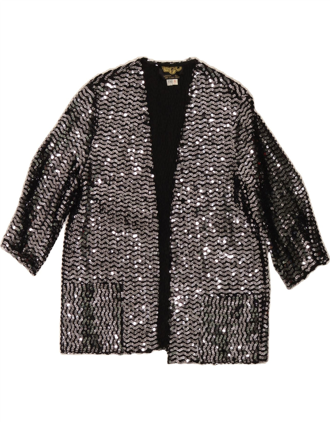 VINTAGE Womens Cardigan Top UK 14 Medium Silver Acetate Vintage Vintage and Second-Hand Vintage from Messina Hembry 