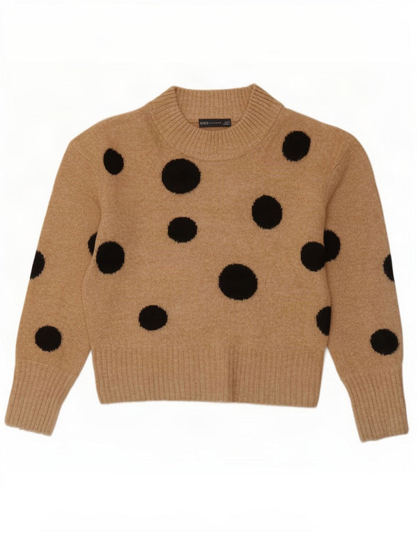 Marks & Spencer Womens Crop Turtle Neck Jumper Sweater UK 10 Small Beige