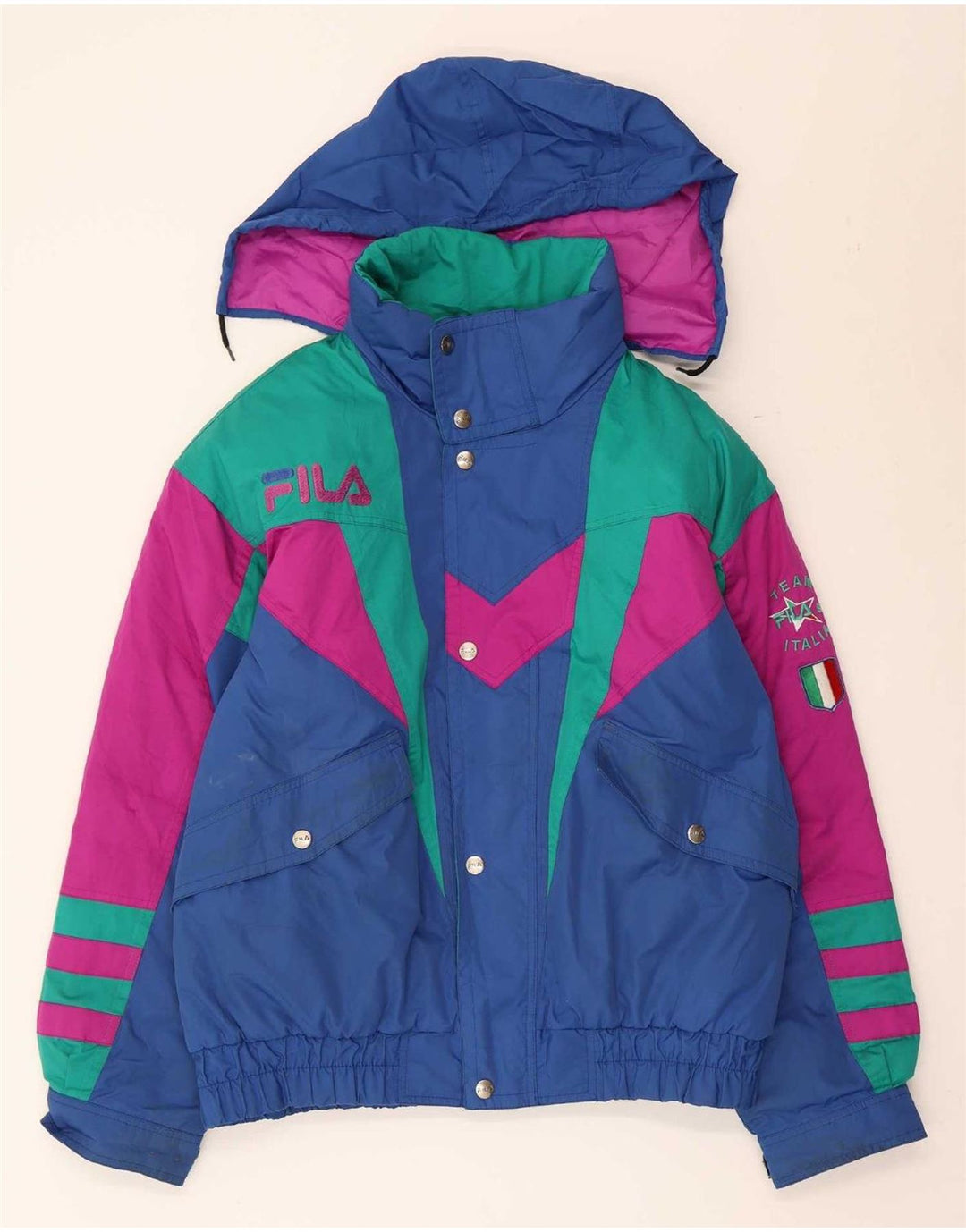 Fila muška skijaška jakna s kapuljačom UK 40 srednje plava poliester