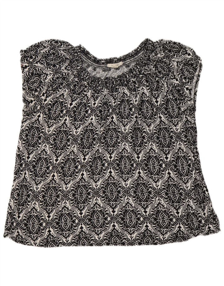 Bijeli gornji dio ženske bluze UK 14 Large Black Paisley Linen