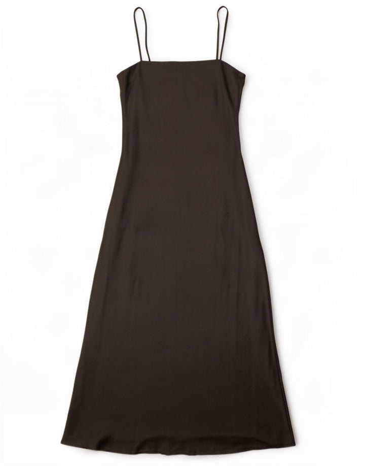 Zara ženska maksi slip haljina UK 10 Mala crna poliester