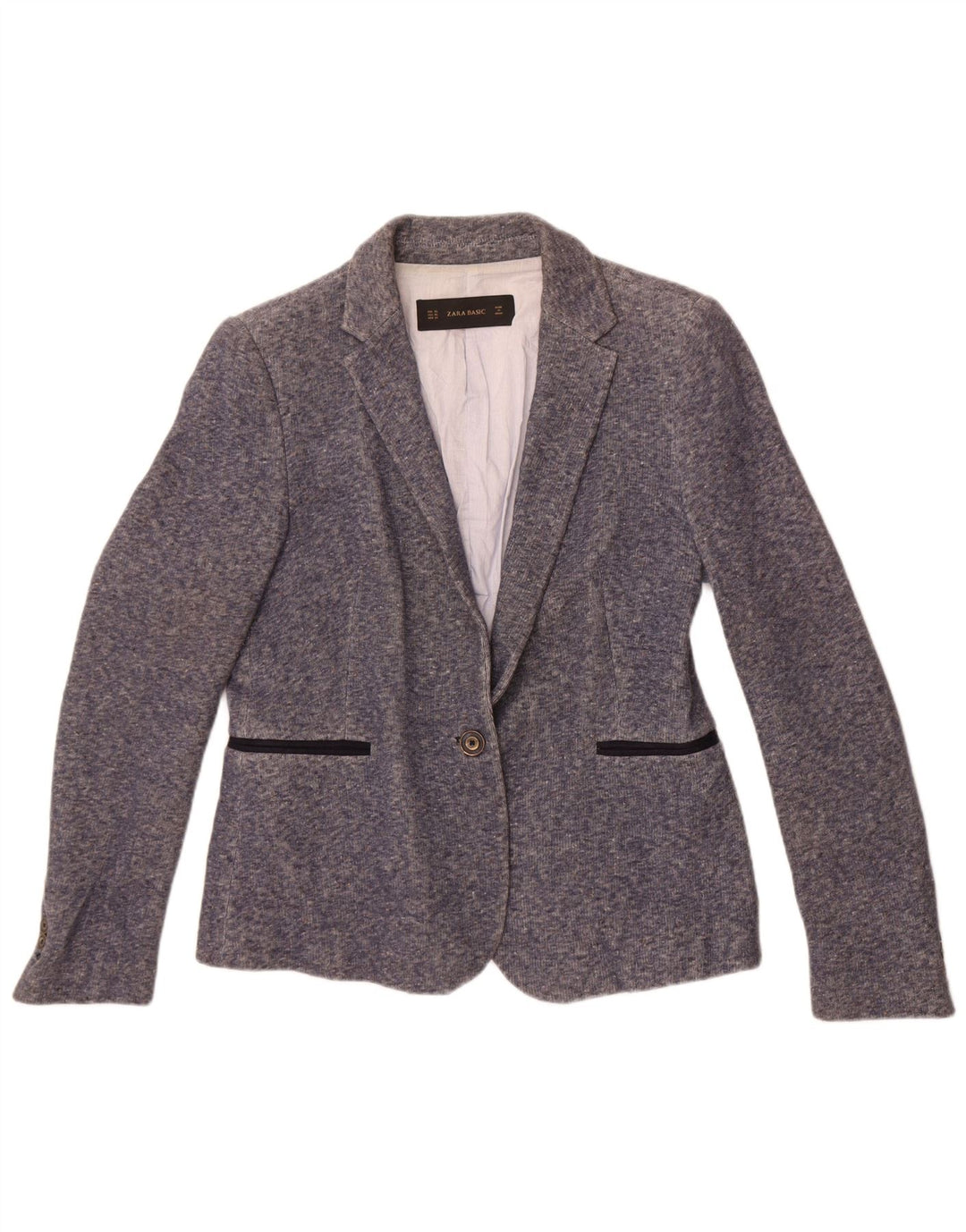 Zara ženski sako s jednim gumbom, UK 18 XL, plavi flekasti pamuk