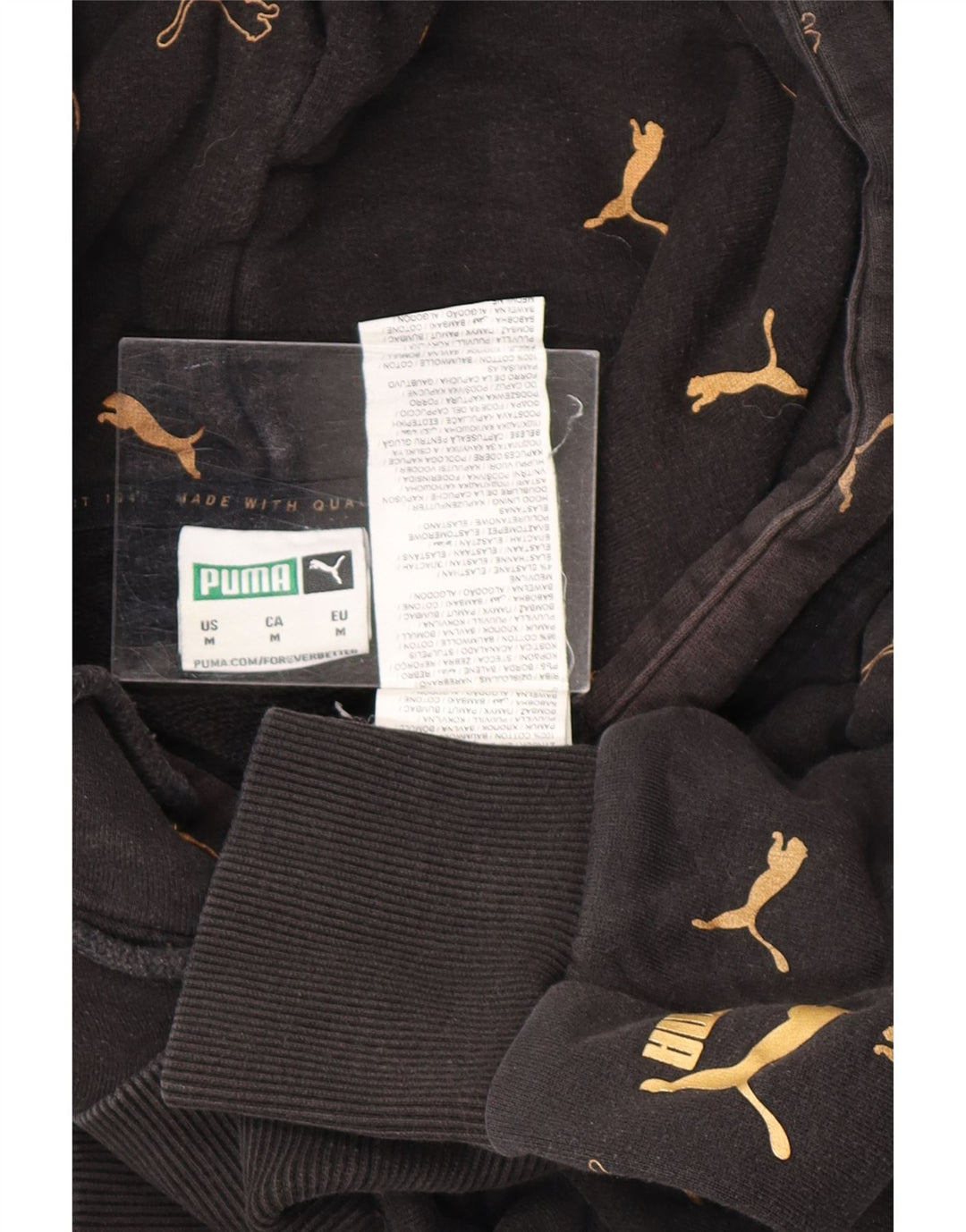 PUMA muška majica s kapuljačom srednje veličine, crni pamuk