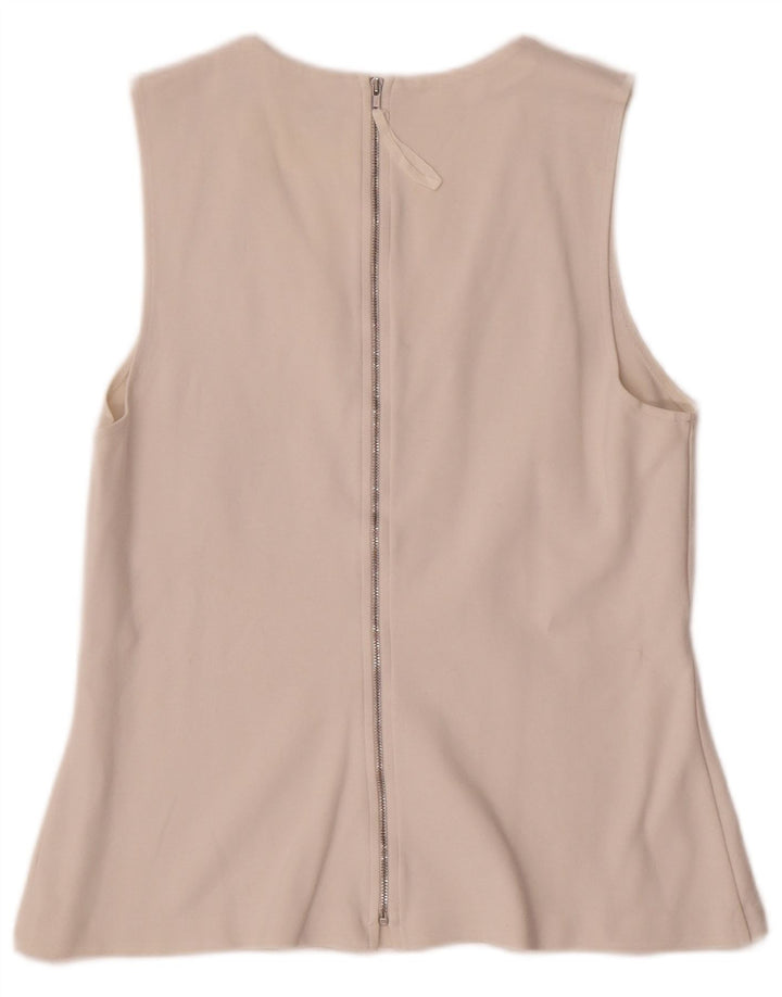 J. Crew Ženski gornji dio bluze bez rukava UK 12 Srednje bijeli pamuk