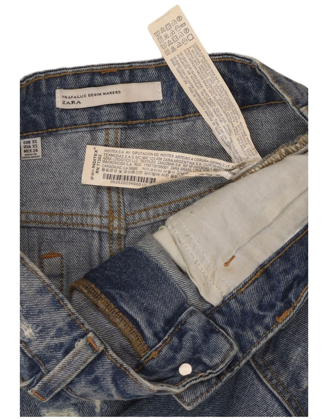 ZARA ženska traper suknja s dugim trakom Trafaluc XS W24, plavi pamuk