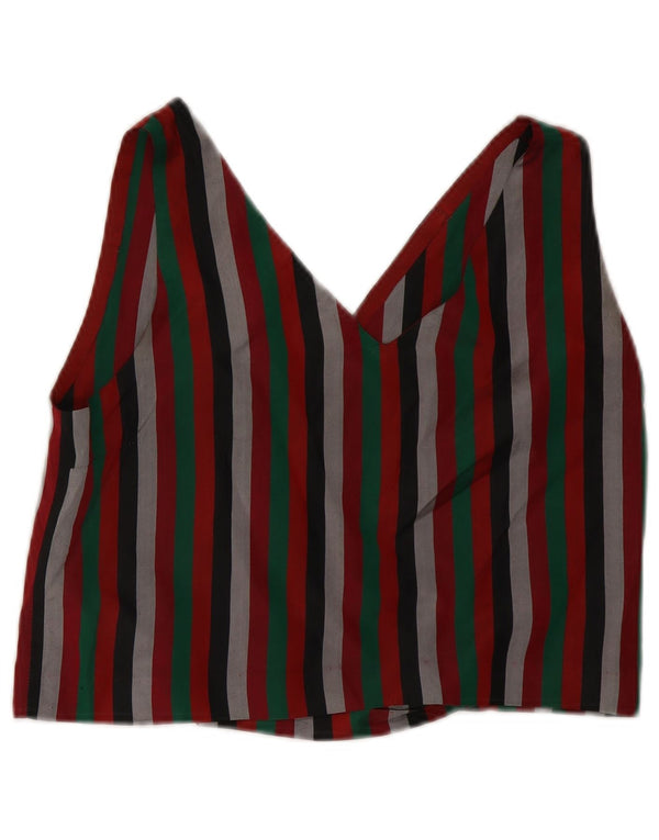 VINTAGE Ženska skraćena košulja bluza UK 12 srednje raznobojne pruge