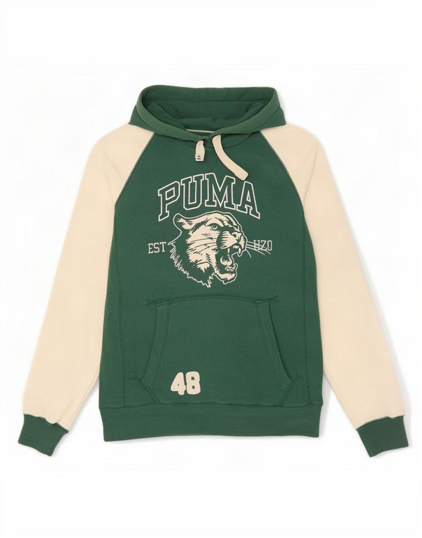Puma muška majica s kapuljačom s kapuljačom srednje zelene boje, pamuk
