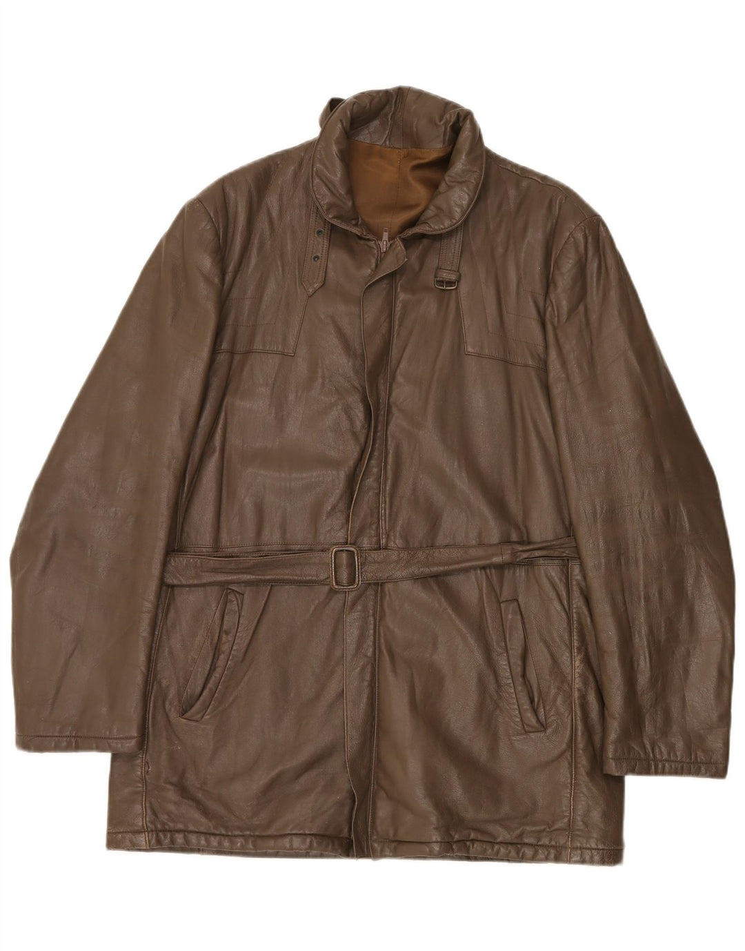 Vintage muška kožna jakna IT 52 XL smeđa koža