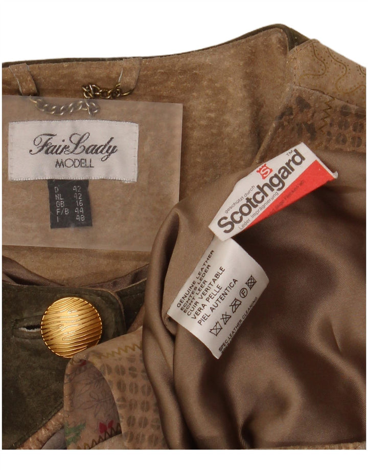 Fair Lady ženski preveliki kaput UK 16 velika bež patchwork koža