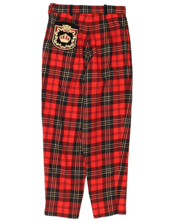 Vintage ženske sužene ležerne hlače visokog struka W26 L26 crvene karirane