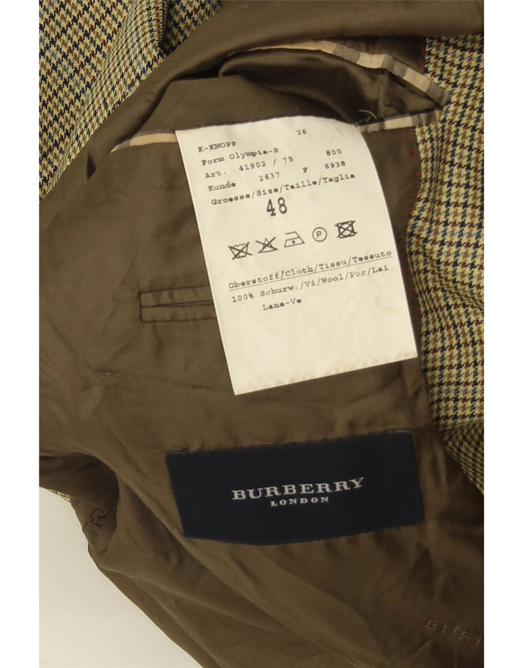 Burberry muški blejzer jakna EU 48 Srednje žuta djevičanska vuna s ptičijim zubima