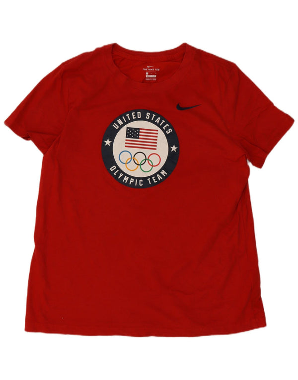 Nike Ženska majica kratkih rukava Dri Fit Graphic Top UK 16 Large Red Cotton