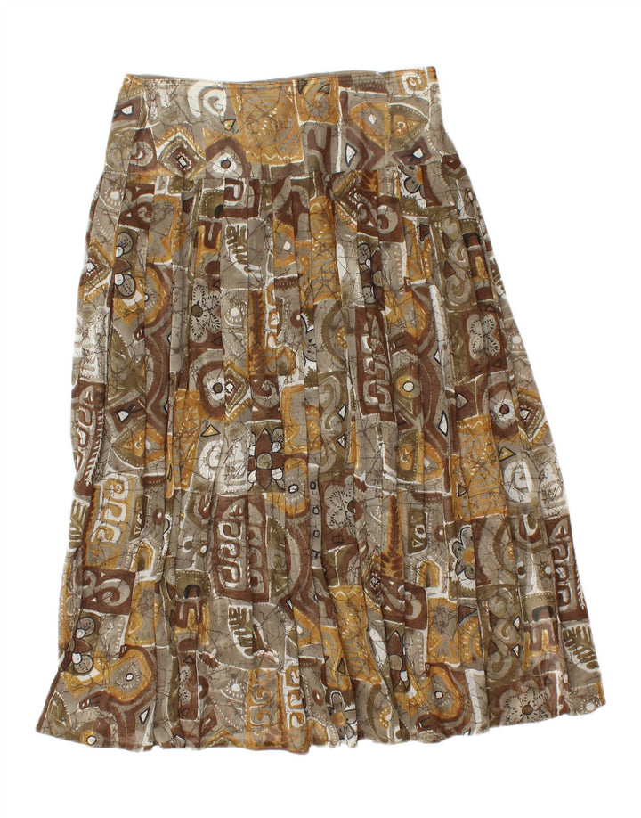 Vintage ženska plisirana suknja W30 srednje smeđa patchwork