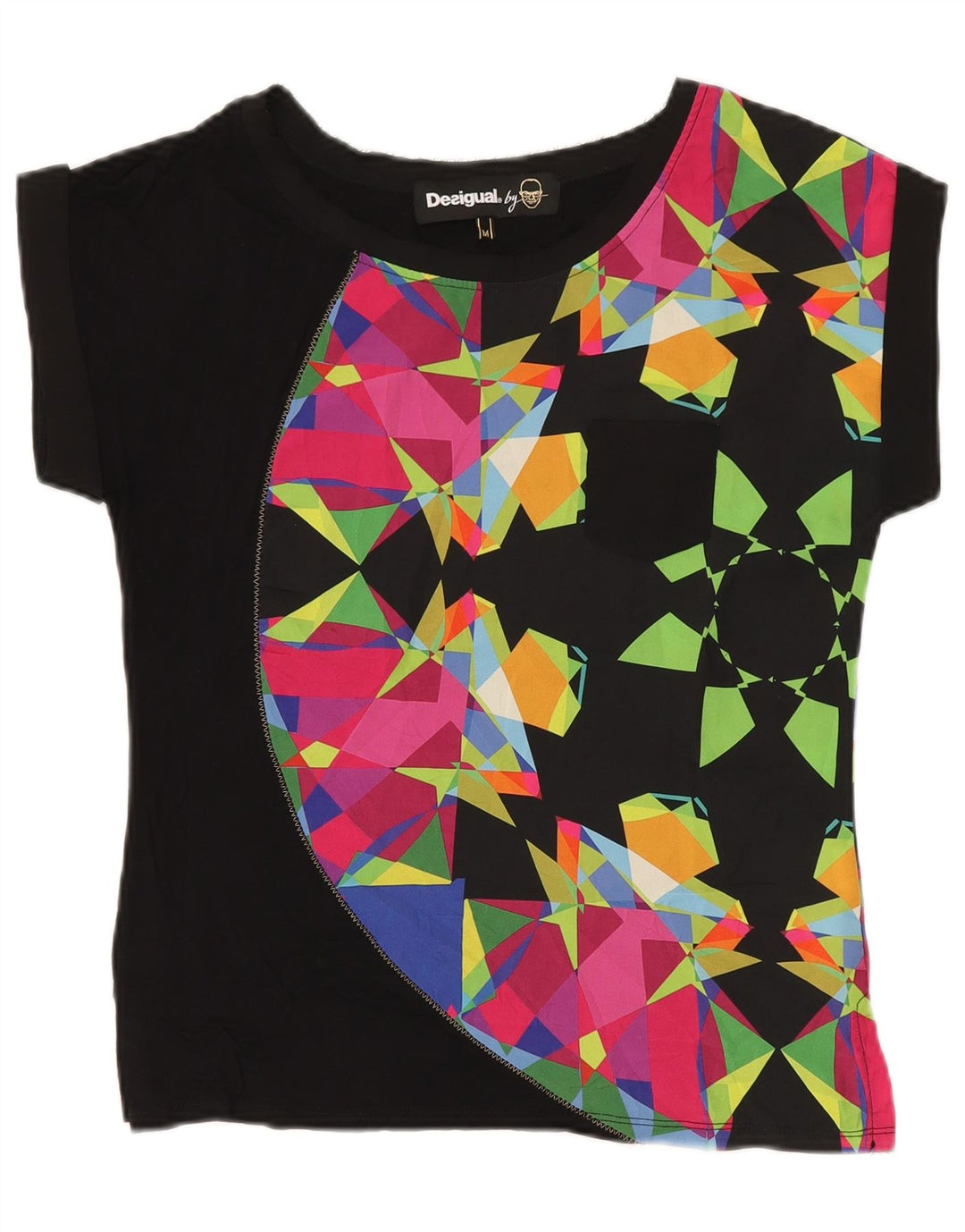 Desigual ženska majica kratkih rukava UK 12 srednje crna geometrijska