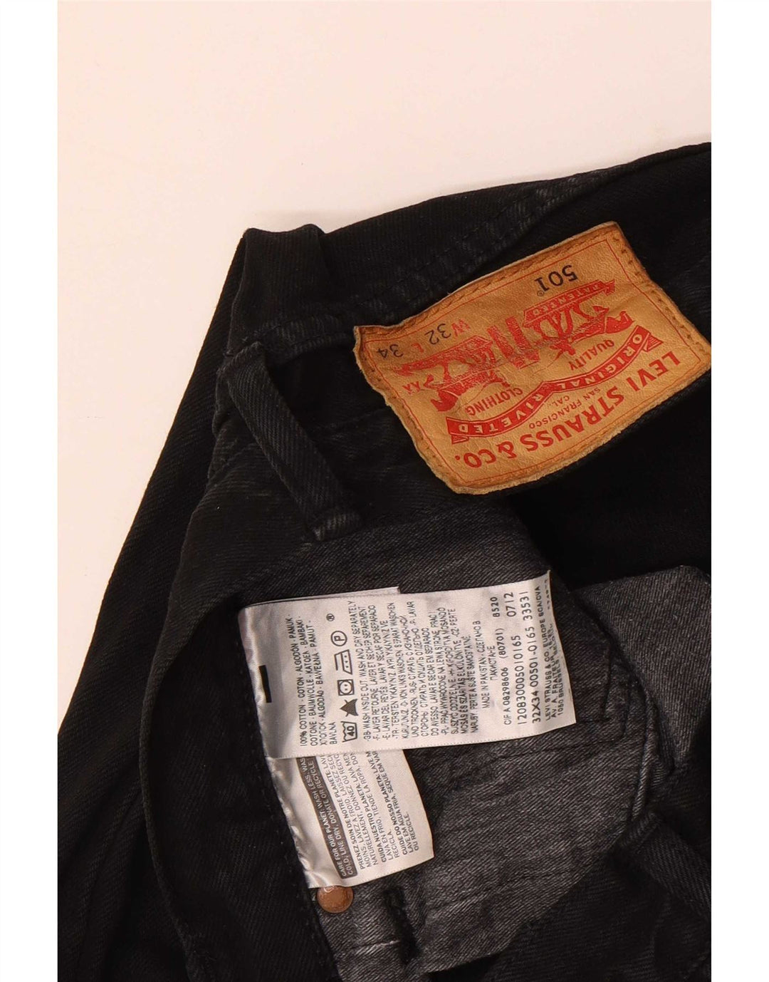 Levi's muške 501 ravne traperice W32 L34 crni pamuk