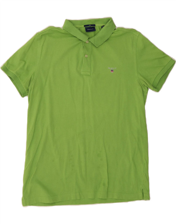 GANT Mens Slim Polo Shirt Large Green Cotton Vintage Gant and Second-Hand Gant from Messina Hembry 
