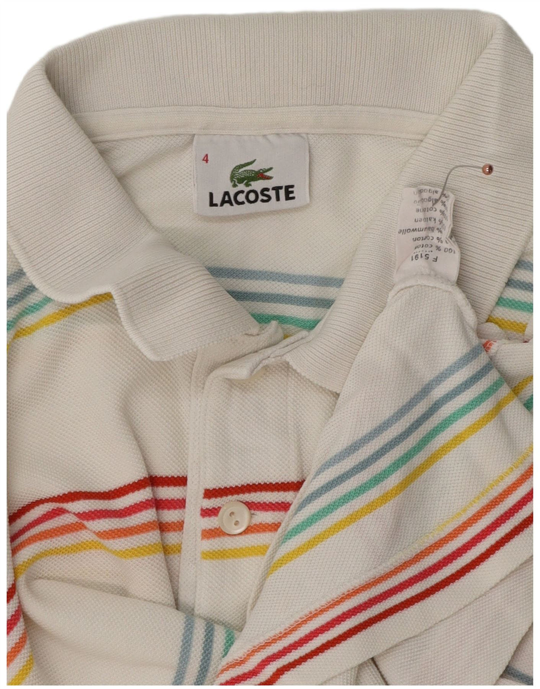 LACOSTE muška polo majica veličine 4 srednje bijele pruge, pamuk