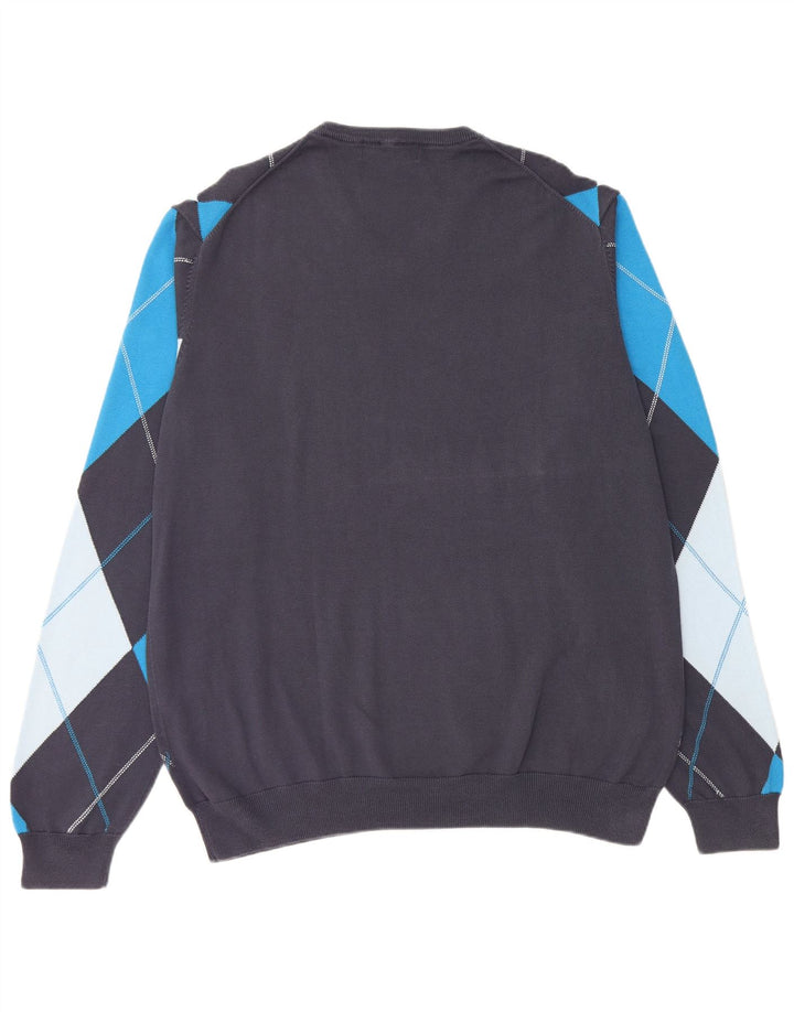 LYLE & SCOTT Muški džemper s V-izrezom 2XL tamnoplavi Argyle/Diamond