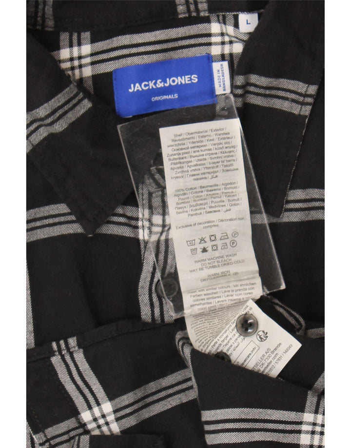 Jack & Jones muška flanelska košulja veliki crni karirani pamuk