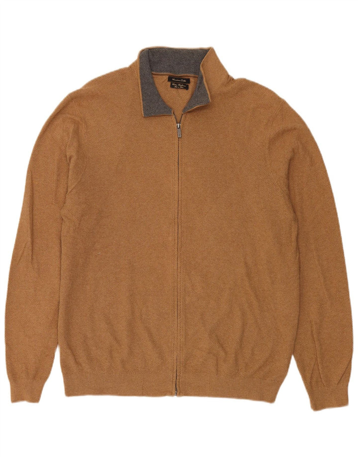 MASSIMO DUTTI Muški kardigan pulover Veliki smeđi pamuk