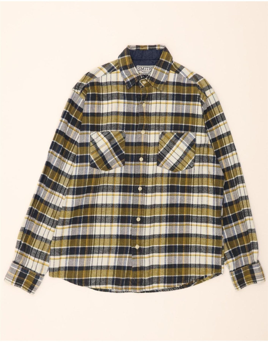 SMITHY'S Mens Flannel Shirt XL Green Check Cotton Vintage SMITHY'S and Second-Hand SMITHY'S from Messina Hembry 