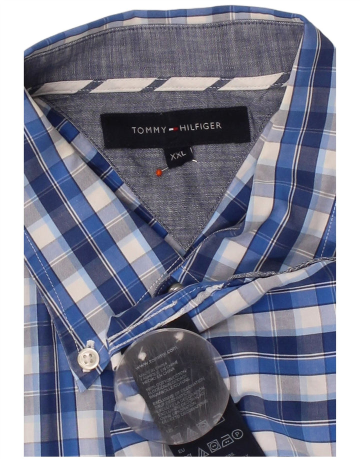 TOMMY HILFIGER Mens Shirt 2XL Blue Check Cotton