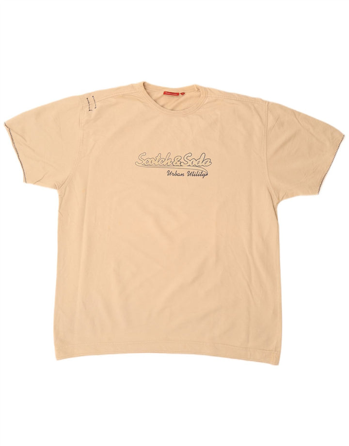 SCOTCH & SODA Muški džemper kratkih rukava s grafičkim motivima XL bež pamuk