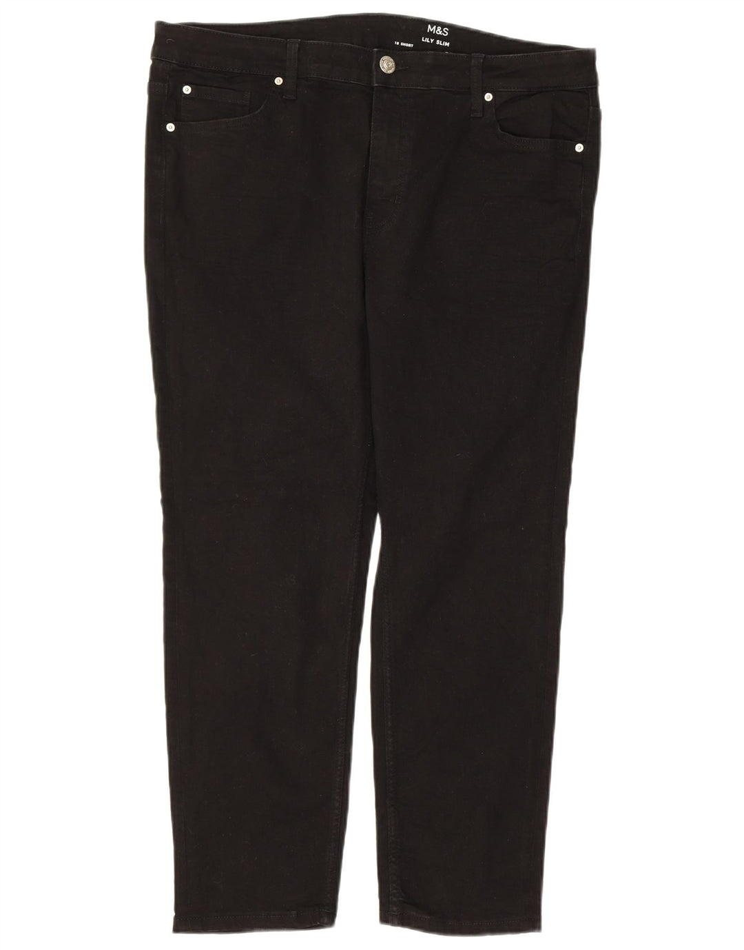 MARKS & SPENCER Ženske uske traperice Lily UK 18 XL W36 L26 crni pamuk