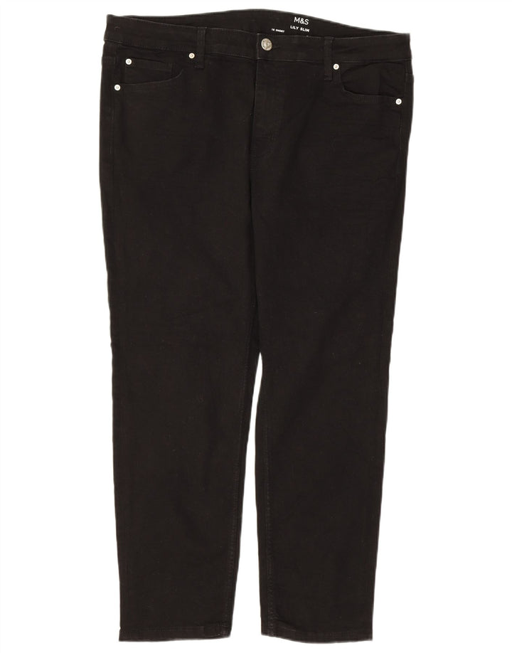 MARKS & SPENCER Ženske uske traperice Lily UK 18 XL W36 L26 crni pamuk