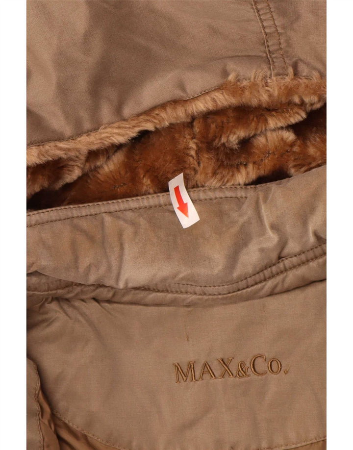 Max & Co. Ženski podstavljeni kaput s kapuljačom UK 12 Srednje smeđi pamuk