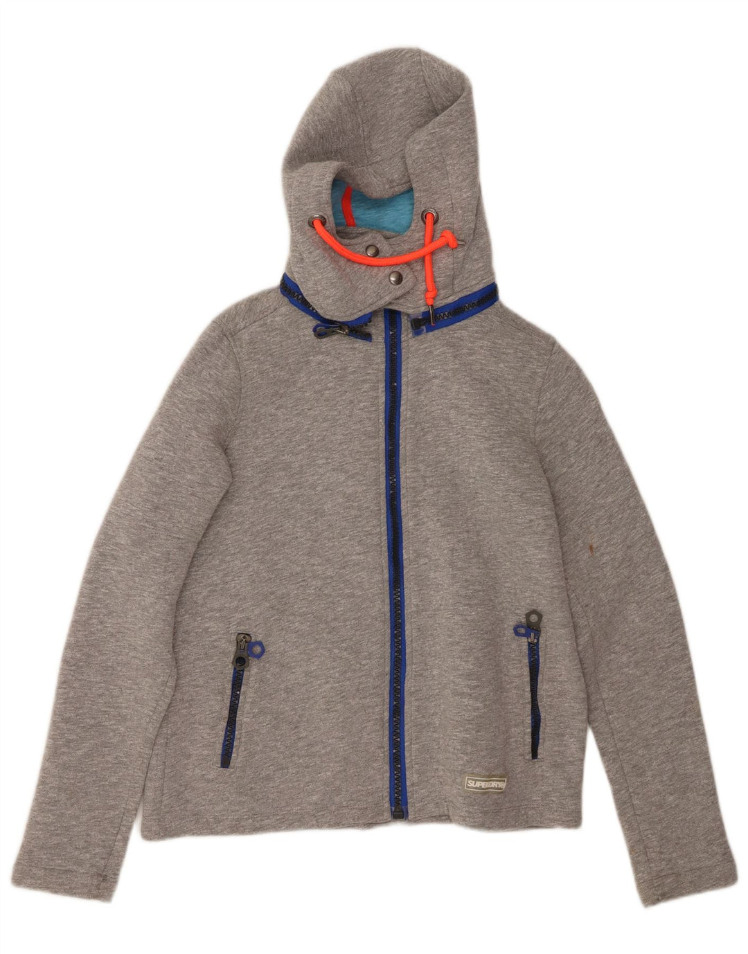 SUPERDRY ženski pulover s kapuljačom s patentnim zatvaračem UK 10 Mali sivi poliester