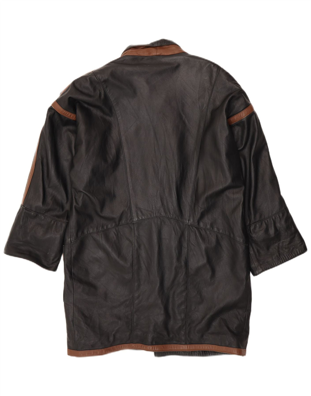 VINTAGE muški kožni kaput UK 40 Veliki crni blok boja