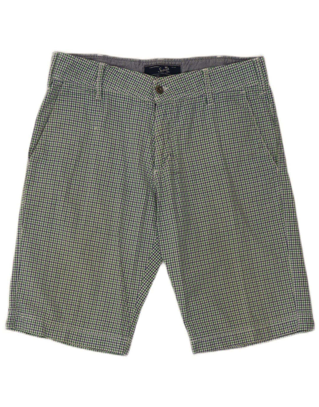 Scout Mens Chino kratke hlače Large W34 Zeleni karirani pamuk