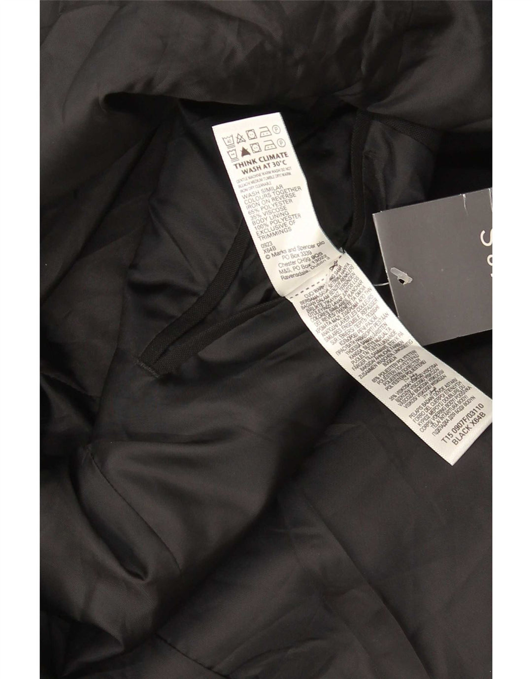 Marks & Spencer muška jakna sa 2 gumba, veličina 44 XL crni poliester
