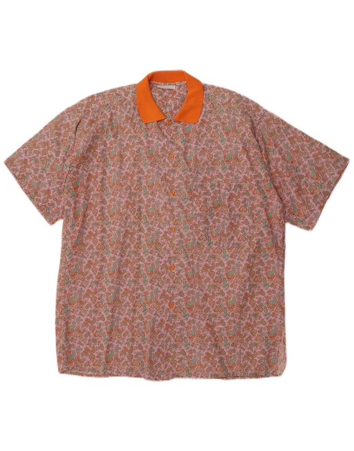 PULLOVERIA Muška košulja kratkih rukava srednje ružičasta, retro paisley