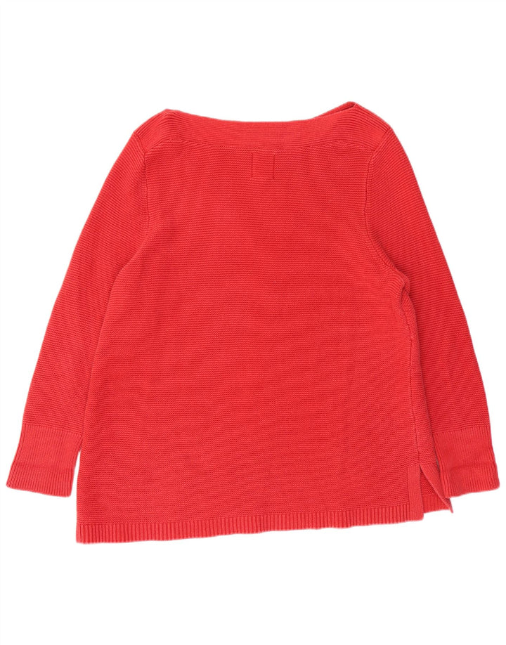 WHITE STUFF Ženski džemper s veznim izrezom UK 22 3XL Crveni pamuk