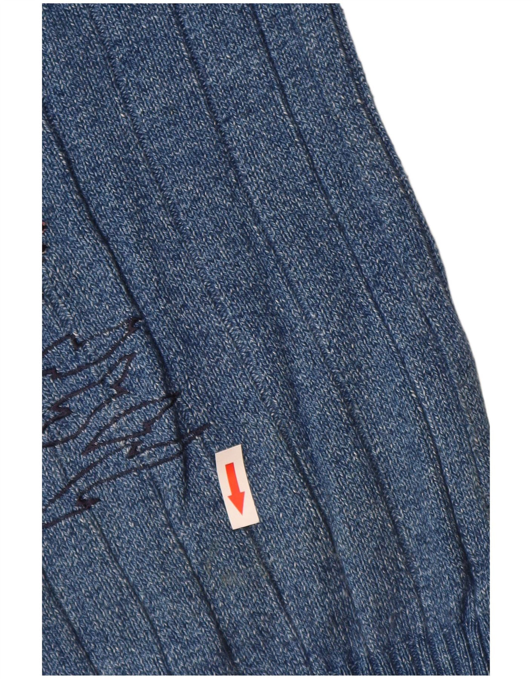 Vintage muški džemper s V-izrezom XL plavi pamučni stripovi