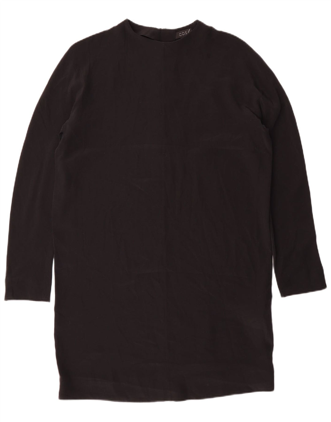 COS Womens Long Sleeve Shift Dress EU 36 Small Black Silk