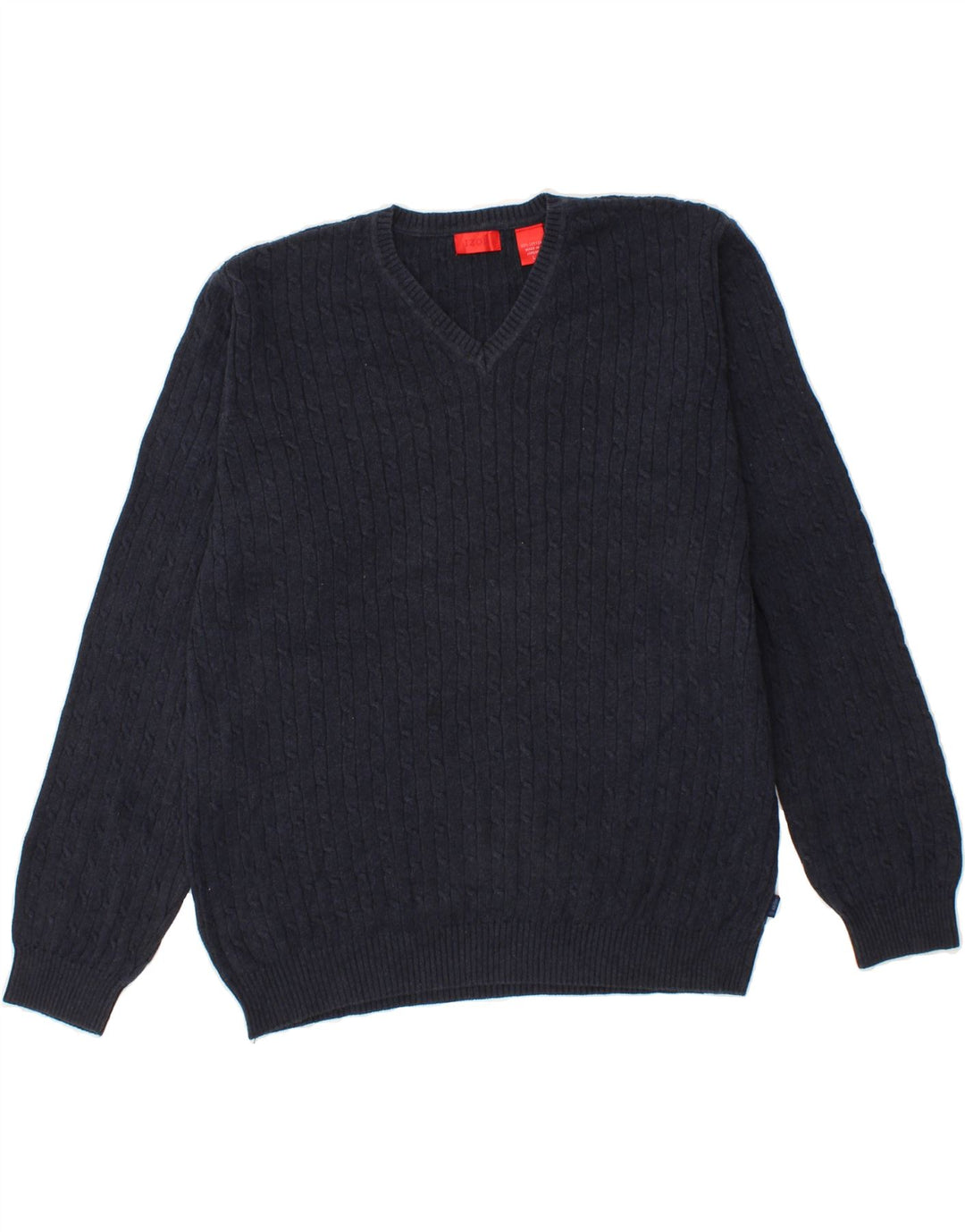 IZOD Mens V-Neck Jumper Sweater Large Navy Blue Cotton Vintage Izod and Second-Hand Izod from Messina Hembry 