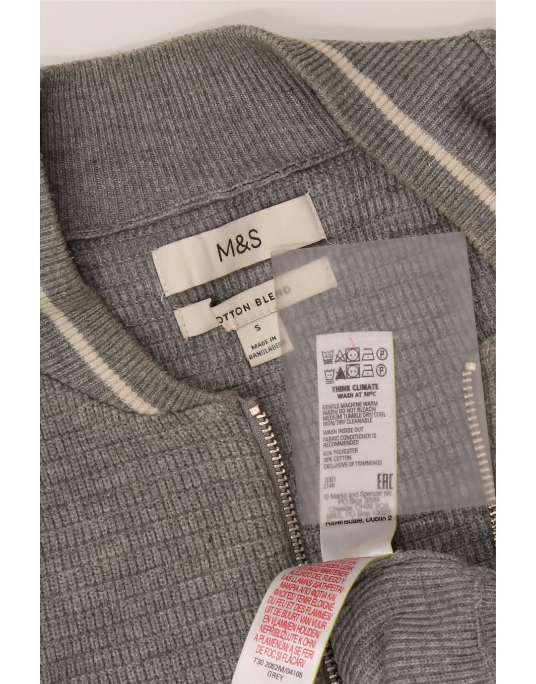 Marks & Spencer muški kardigan pulover mali sivi poliester
