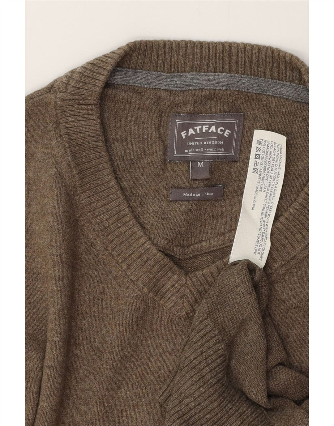 FAT FACE Muški džemper s V-izrezom, srednje sivi pamuk