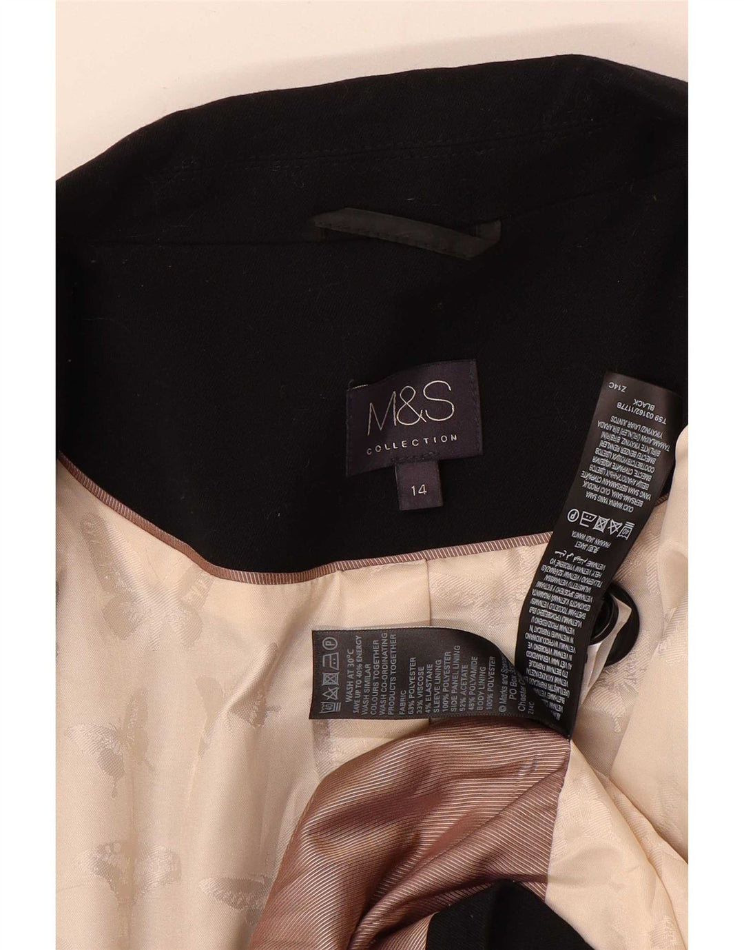 Marks & Spencer ženski sako s jednim gumbom UK 14 srednje crni poliester