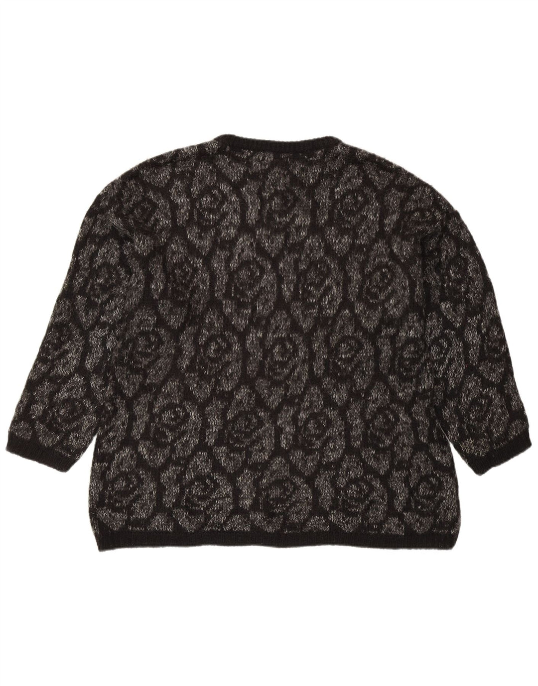 BENETTON ženski džemper s okruglim izrezom UK 18 XL crni cvjetni