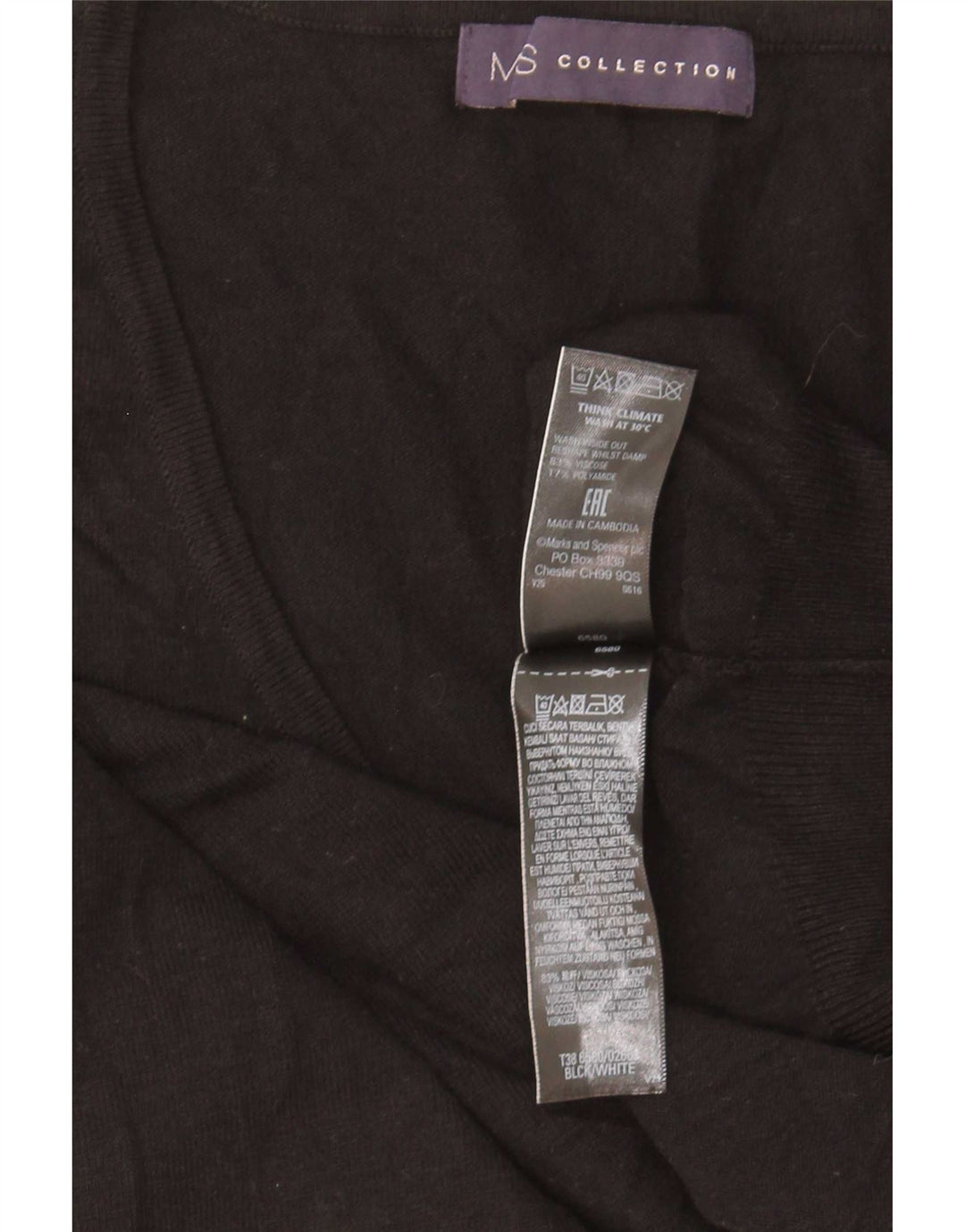 Marks & Spencer ženski džemper s V-izrezom UK 14 Srednja crna viskoza